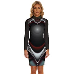 Fractal Eye Long Sleeve Shirt Collar Bodycon Dress by dedoma