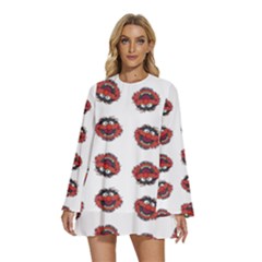 Muppets Animal Pattern Round Neck Long Sleeve Bohemian Style Chiffon Mini Dress by Valentinaart