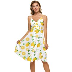 Illustrations Lemon Citrus Fruit Yellow Sleeveless Tie Front Chiffon Dress by anzea