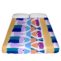 Illustrations Of Fish Texture Modulate Sea Pattern Fitted Sheet (california King Size) by anzea