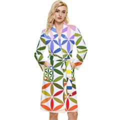 Mandala Rainbow Colorful Long Sleeve Velvet Robe by Ndabl3x