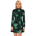 Foliage Long Sleeve Velour Longline Dress View1