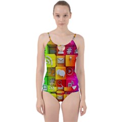 Colorful 3d Social Media Cut Out Top Tankini Set by Ket1n9