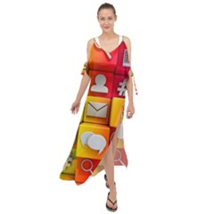 Colorful 3d Social Media Maxi Chiffon Cover Up Dress by Ket1n9