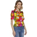 Colorful 3d Social Media Puffed Short Sleeve Button Up Jacket View3