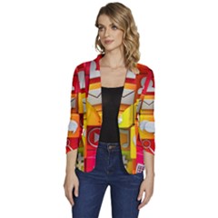 Colorful 3d Social Media Women s One-button 3/4 Sleeve Short Jacket by Ket1n9