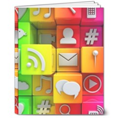 Colorful 3d Social Media 8  X 10  Hardcover Notebook by Ket1n9