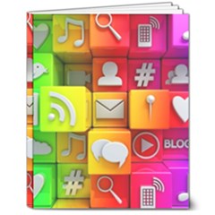 Colorful 3d Social Media 8  X 10  Softcover Notebook by Ket1n9