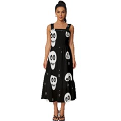 Skull Pattern Square Neckline Tiered Midi Dress by Ket1n9