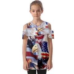 United States Of America Images Independence Day Fold Over Open Sleeve Top by Ket1n9