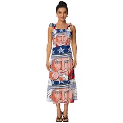 Independence Day United States Of America Tie-strap Tiered Midi Chiffon Dress by Ket1n9