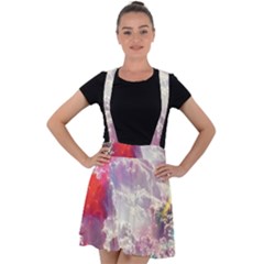 Clouds Multicolor Fantasy Art Skies Velvet Suspender Skater Skirt by Ket1n9