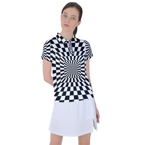 Optical-illusion-chessboard-tunnel Women s Polo T-shirt by Bedest