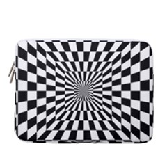 Optical-illusion-chessboard-tunnel 14  Vertical Laptop Sleeve Case With Pocket by Bedest