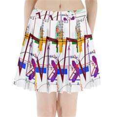 Mathematics Formula Physics School Pleated Mini Skirt by Bedest