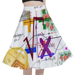 Mathematics Formula Physics School A-line Full Circle Midi Skirt With Pocket by Bedest