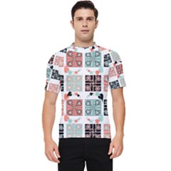 Mint Black Coral Heart Paisley Men s Short Sleeve Rash Guard by Bedest