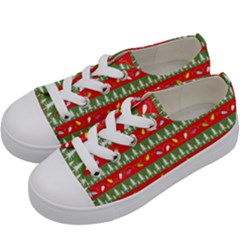 Christmas-papers-red-and-green Kids  Low Top Canvas Sneakers by Bedest