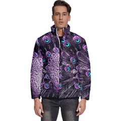 Purple Peacock Men s Puffer Bubble Jacket Coat by Bedest