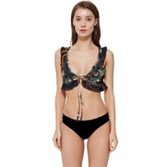 Technology Robot Internet Processor Low Cut Ruffle Edge Bikini Top by Ravend