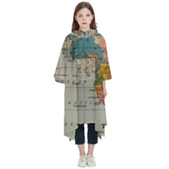 Vintage World Map Kids  Hooded Rain Ponchos by Loisa77