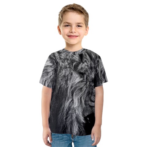 Angry Male Lion Wild Animal Kids  Sport Mesh T-shirt by Loisa77