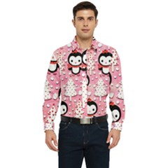 Cute Penguin Pattern Men s Long Sleeve Shirt by Loisa77