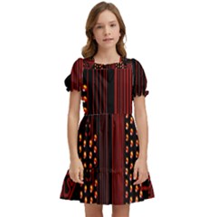 Red Circuit Board Texture Red Circuit Digital Texture Circuit Board Red Technology Kids  Puff Sleeved Dress by Loisa77