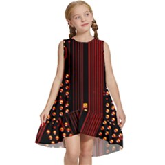 Red Circuit Board Texture Red Circuit Digital Texture Circuit Board Red Technology Kids  Frill Swing Dress by Loisa77