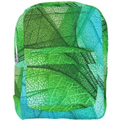 3d Leaves Texture Sheet Blue Green Full Print Backpack by Cemarart