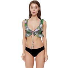 Illustrations Color Cat Flower Abstract Textures Low Cut Ruffle Edge Bikini Top by anzea