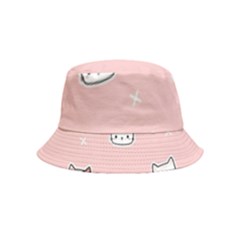 Cute Cat Cartoon Doodle Seamless Pink Pattern Inside Out Bucket Hat (kids) by Grandong