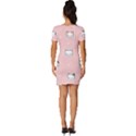 Cute Cat Cartoon Doodle Seamless Pink Pattern Fitted Knot Split End Bodycon Dress View4