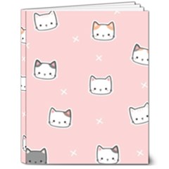 Cute Cat Cartoon Doodle Seamless Pink Pattern 8  X 10  Hardcover Notebook by Grandong