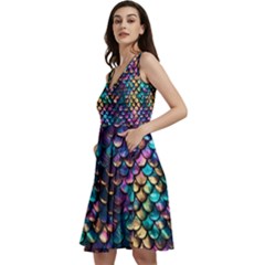 Rainbow Scales Sleeveless V-neck Skater Dress With Pockets by zappwaits