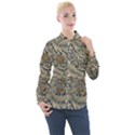 Brown Vintage Background Vintage Floral Pattern Women s Long Sleeve Pocket Shirt View1