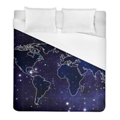 Blue World Map Starry Night Sky World Map Concept Art Duvet Cover (full/ Double Size) by Loisa77