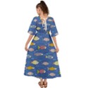 Sea Fish Blue Submarine Animals Kimono Sleeve Boho Dress View2