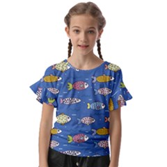 Sea Fish Blue Submarine Animals Kids  Cut Out Flutter Sleeves by Loisa77