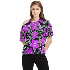 Flowers Nature Bloom Flora Bouquet One Shoulder Cut Out T-shirt by Loisa77