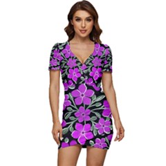 Flowers Nature Bloom Flora Bouquet Low Cut Cap Sleeve Mini Dress by Loisa77