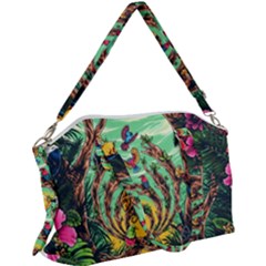 Monkey Tiger Bird Parrot Forest Jungle Style Canvas Crossbody Bag by Grandong