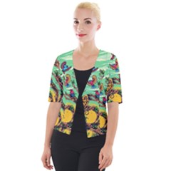 Monkey Tiger Bird Parrot Forest Jungle Style Cropped Button Cardigan by Grandong