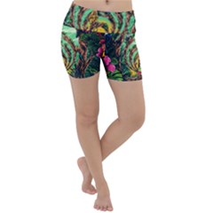 Monkey Tiger Bird Parrot Forest Jungle Style Lightweight Velour Yoga Shorts by Grandong