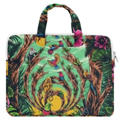 Monkey Tiger Bird Parrot Forest Jungle Style Macbook Pro 13  Double Pocket Laptop Bag by Grandong