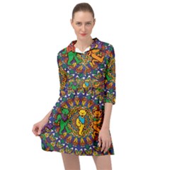 Dead Dancing Bears Grateful Dead Pattern Mini Skater Shirt Dress by Grandong