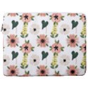 Flower White Pattern Floral 17  Vertical Laptop Sleeve Case With Pocket View1