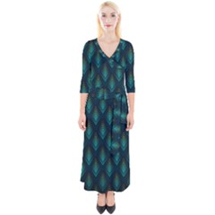 Peacock Texture 3d Pattern Peacock Texture Quarter Sleeve Wrap Maxi Dress by Loisa77