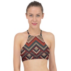 Texture Pattern Fabric Halter Bikini Top by Loisa77