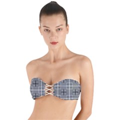 Squares Inside Background Checkered Contemporary Effect Electronic Futuristic Graphic Illusion Modern Twist Bandeau Bikini Top by Loisa77